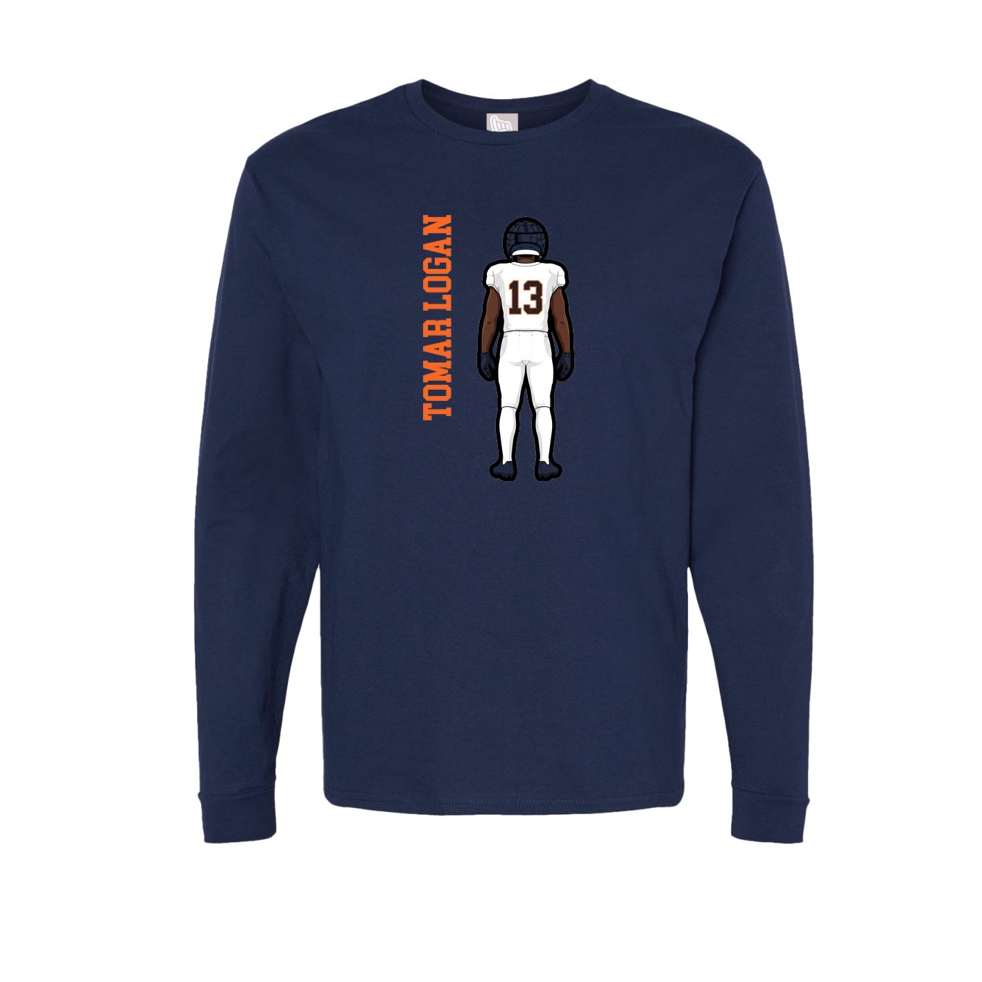 Long Sleeve Tee — Name Vertical in Navy