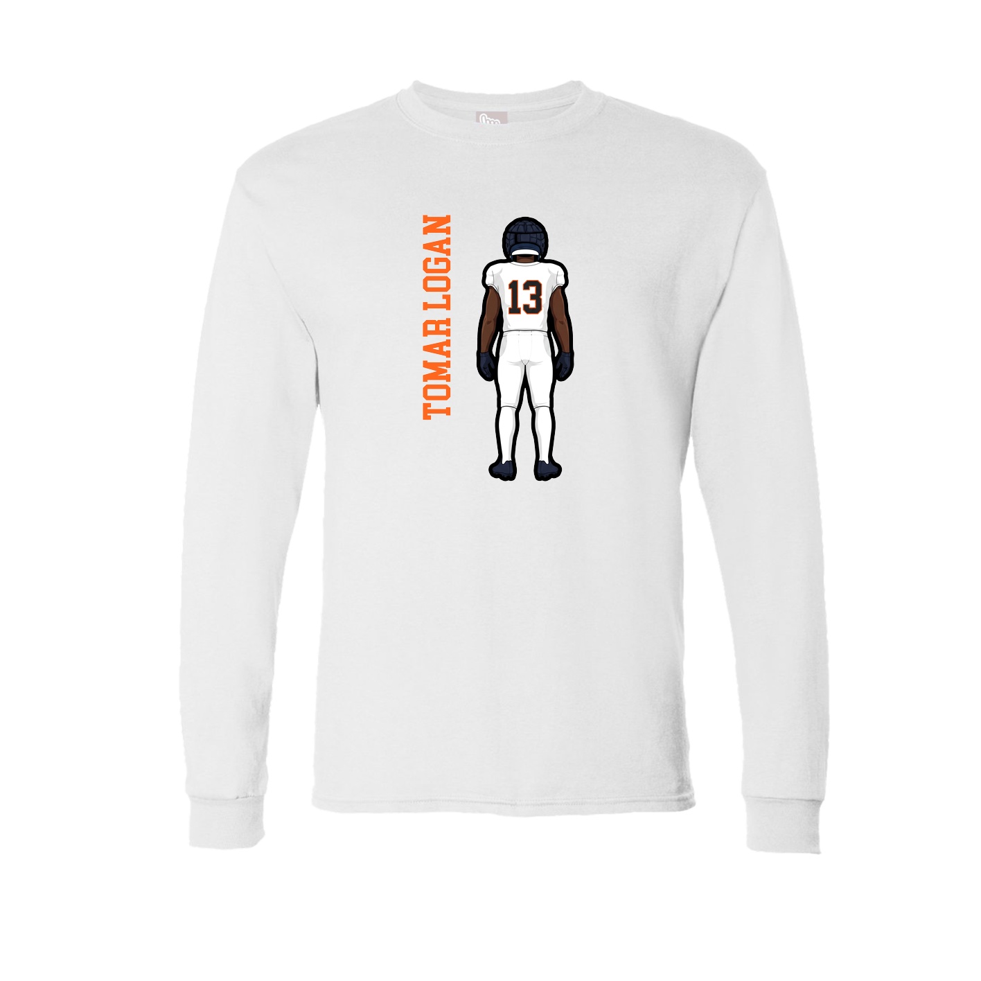 Long Sleeve Tee — Name Vertical in White