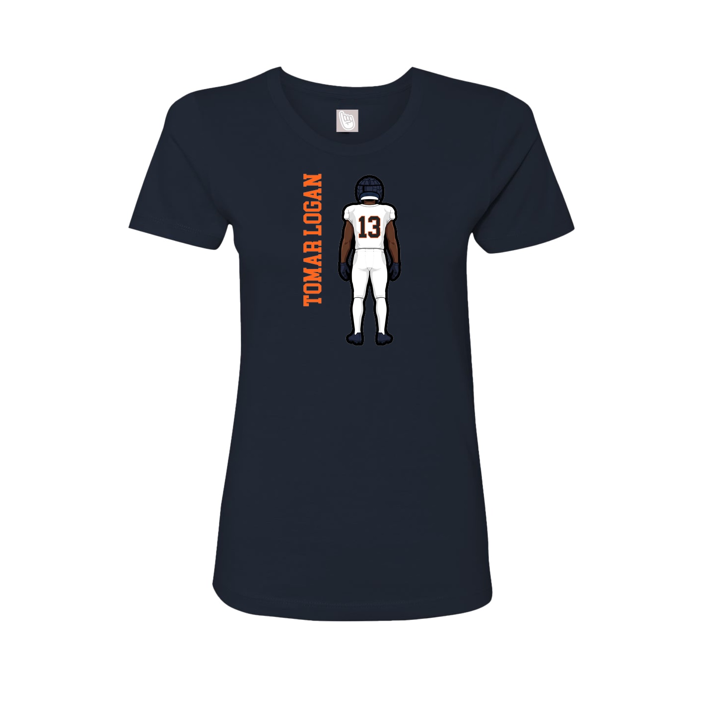 Womens Tee — Name Vertical in Navy