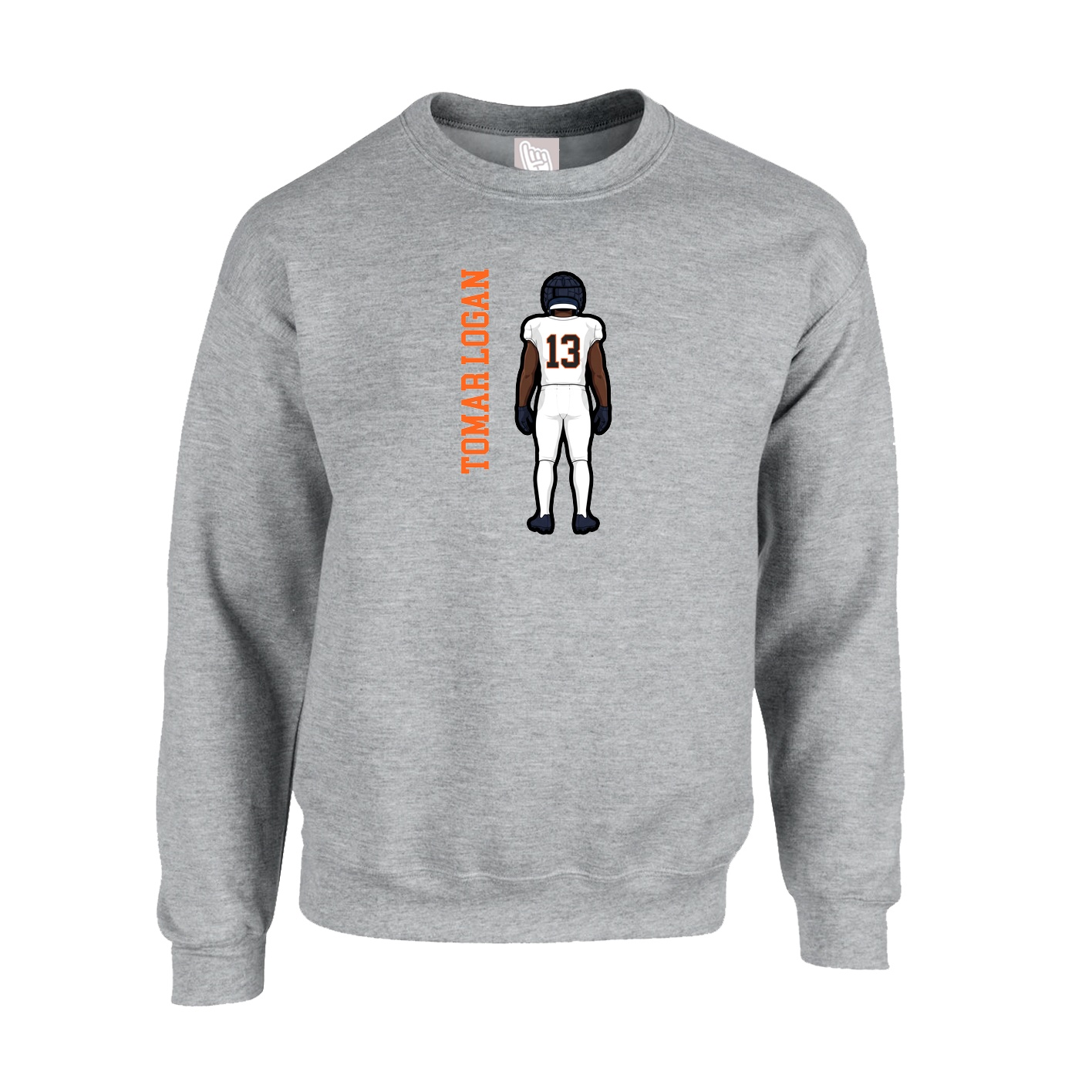 Fleece Crew — Name Vertical in Grey