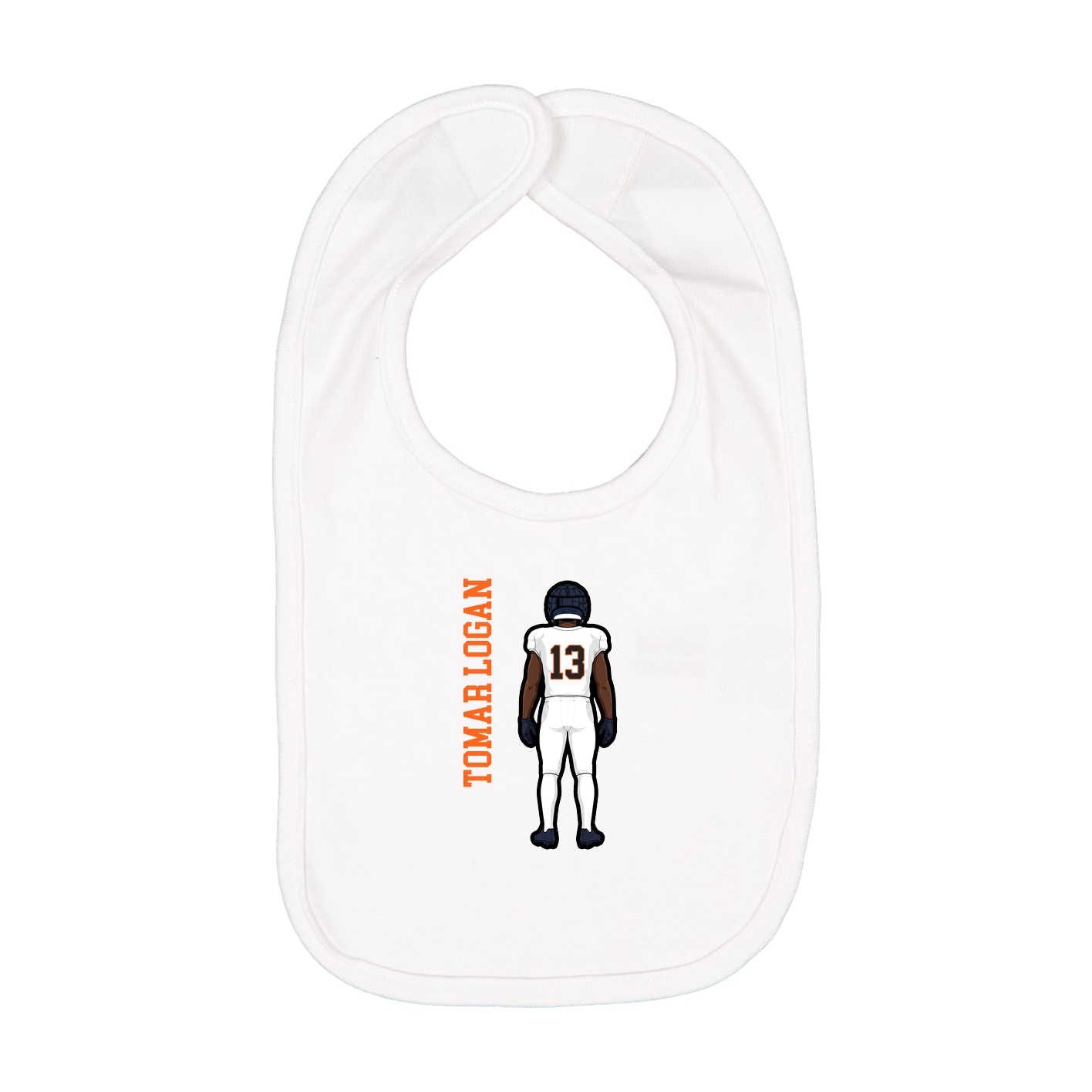 Infant Bib — Name Vertical in White