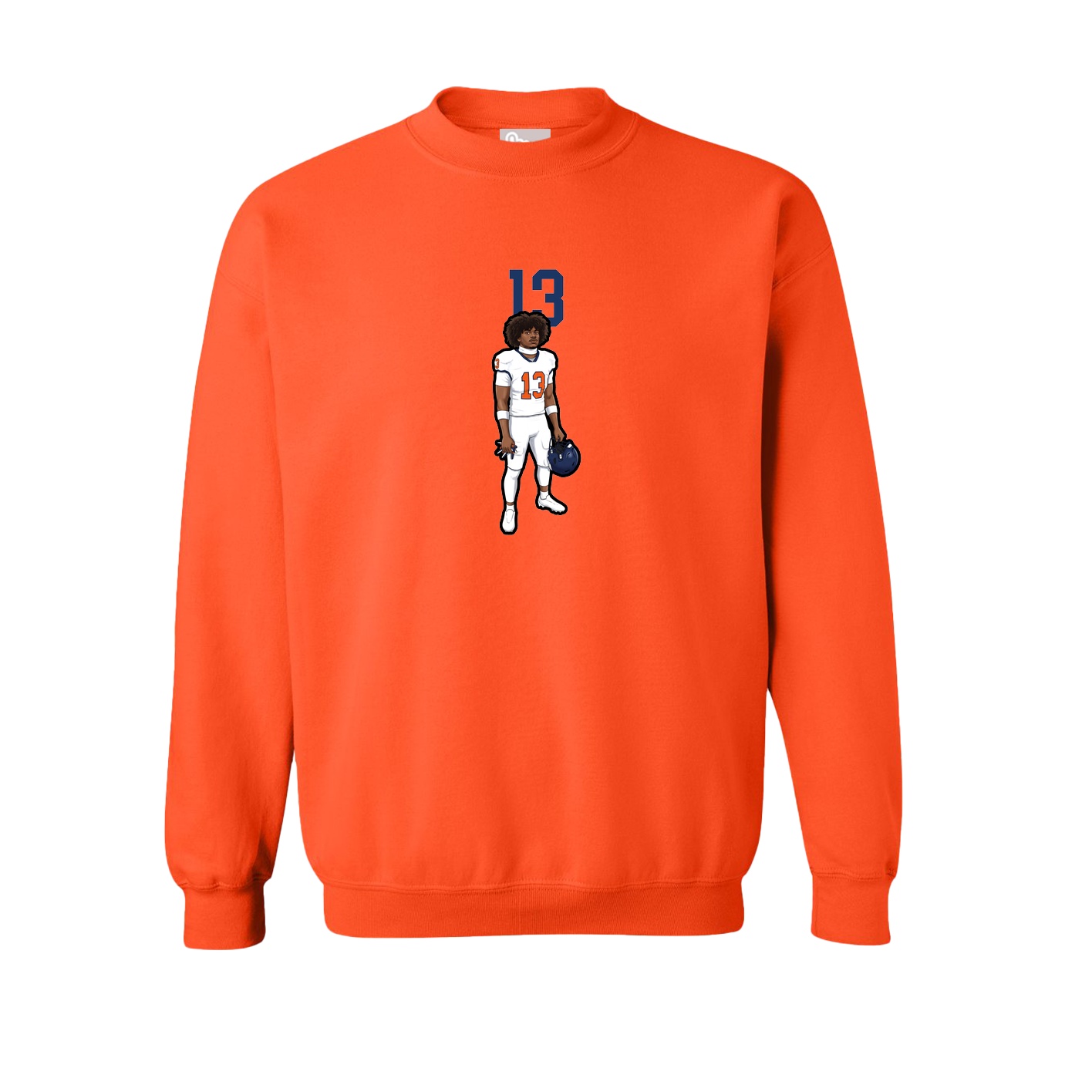 Fleece Crew — Number Top in Orange