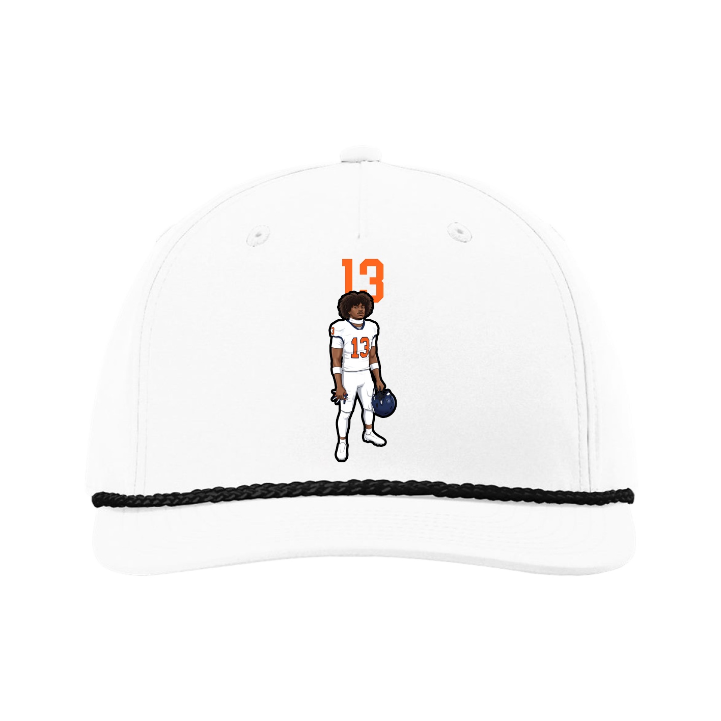 Five-Panel Classic Rope Cap — Number Top in White