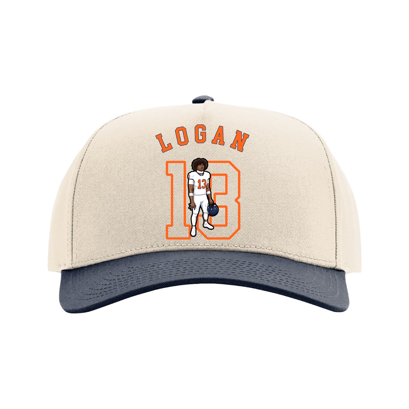 Full Fabric Five-Panel Champ Cap — Shirsey Arch in Cream/Navy