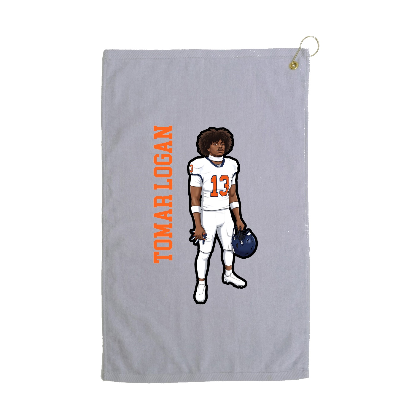 Golf Towel — Name Vertical in Grey