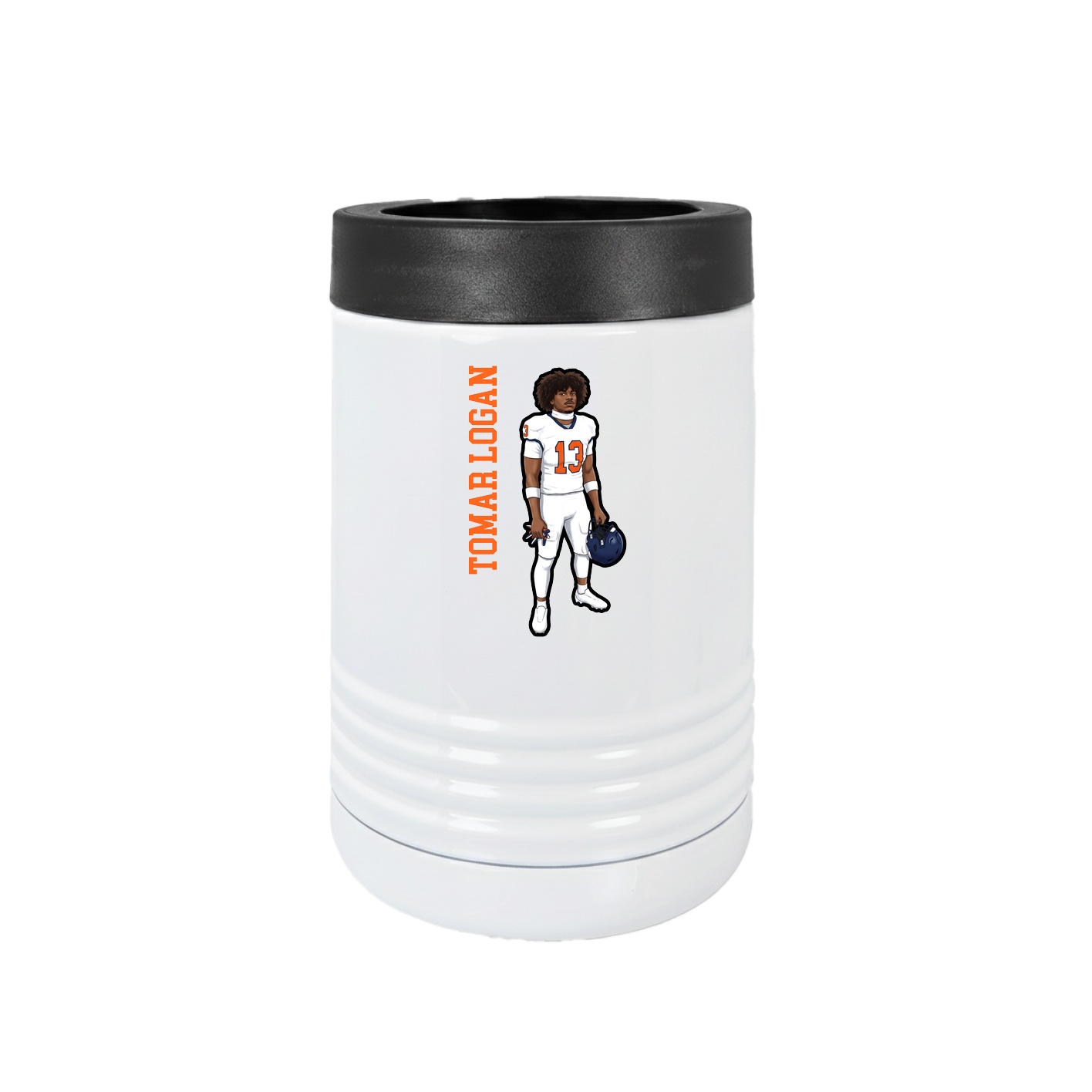 Beverage Holder — Name Vertical in White