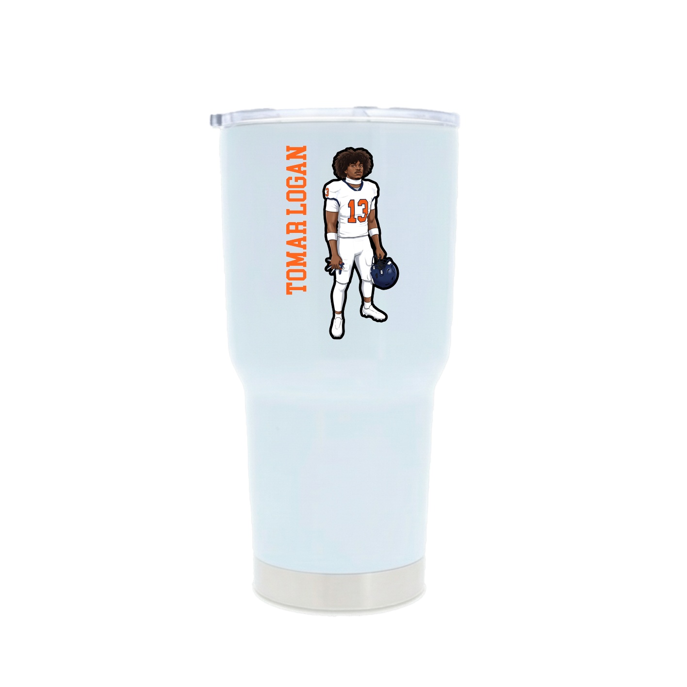 30oz Stainless Steel Tumbler — Name Vertical in White