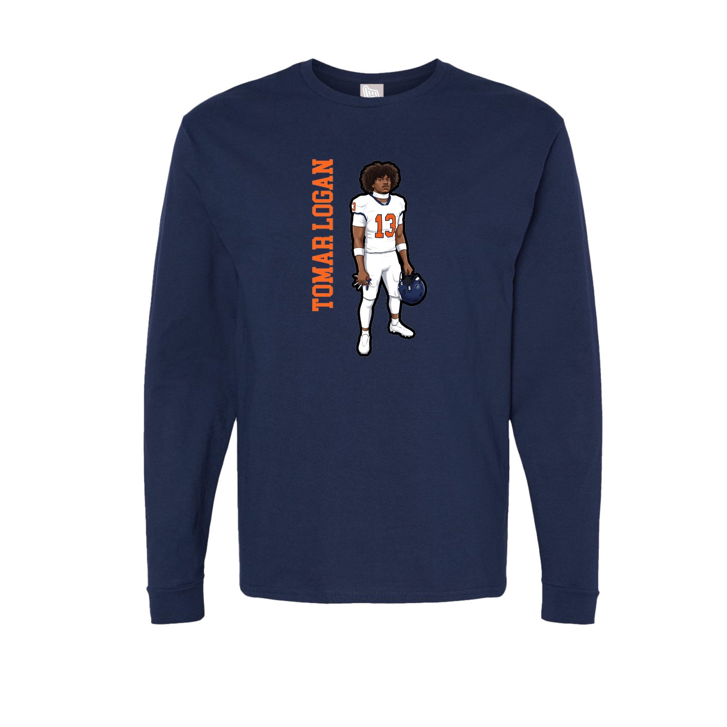 Long Sleeve Tee — Name Vertical in Navy