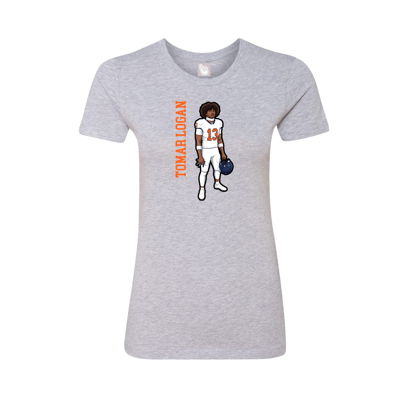 Womens Tee — Name Vertical in Grey