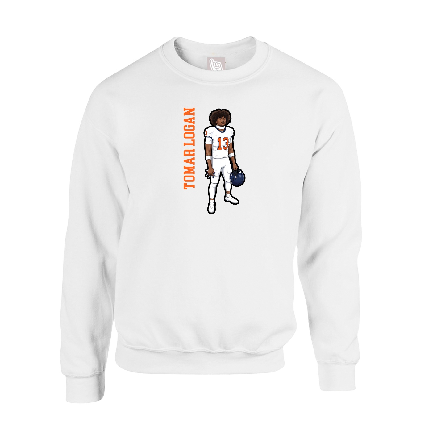 Fleece Crew — Name Vertical in White
