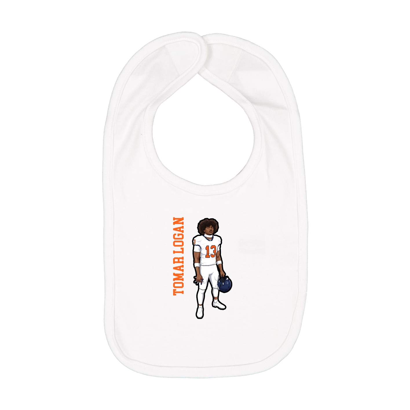 Infant Bib — Name Vertical in White