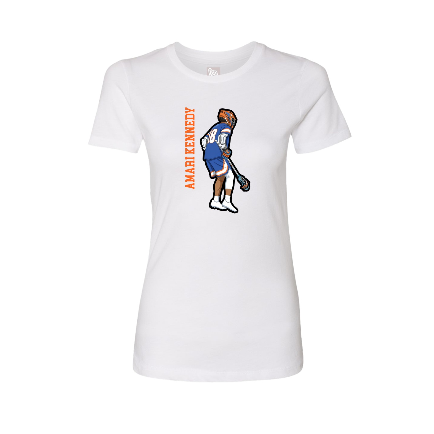 Fitted Women's Tee — Name Vertical in White