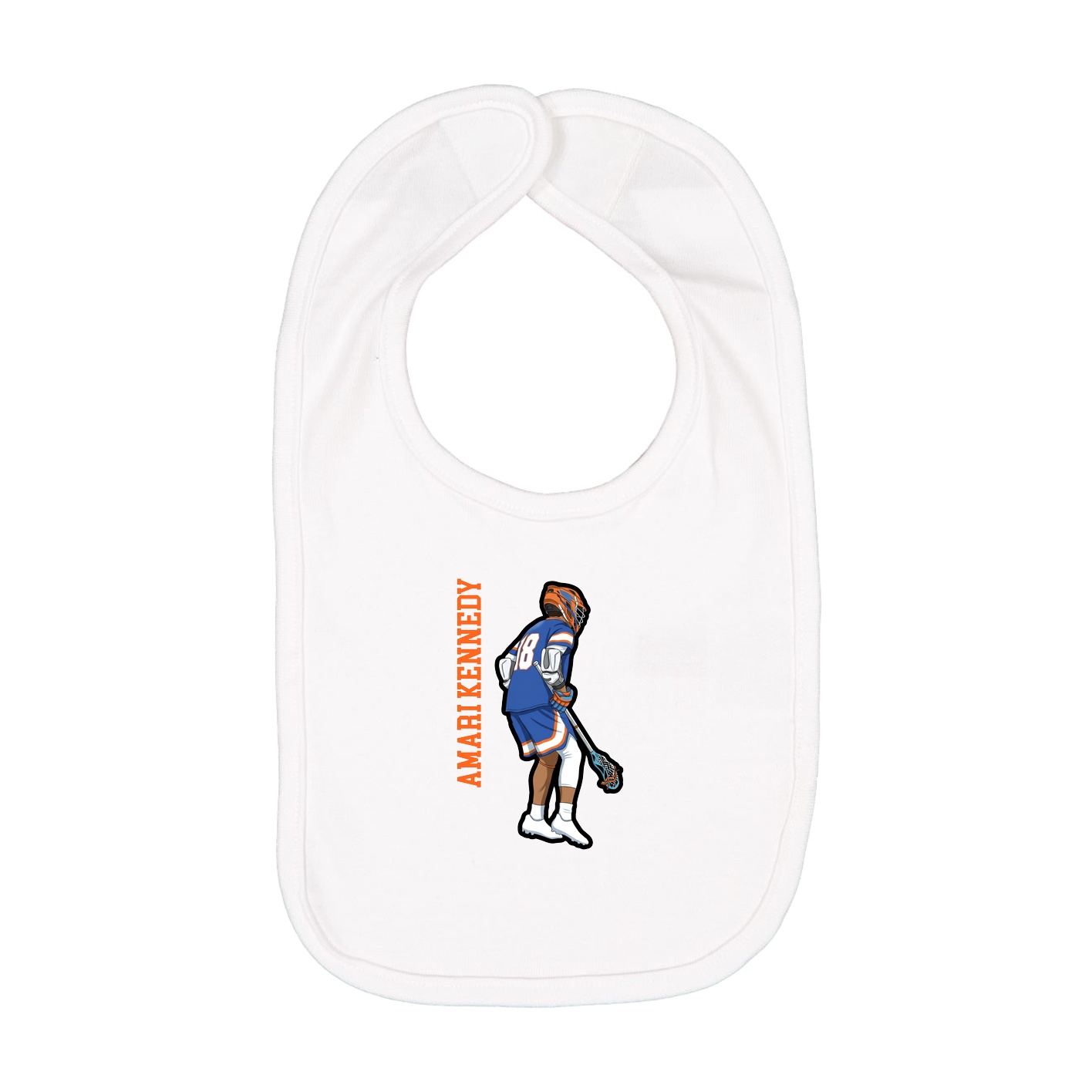 Infant Bib — Name Vertical in White
