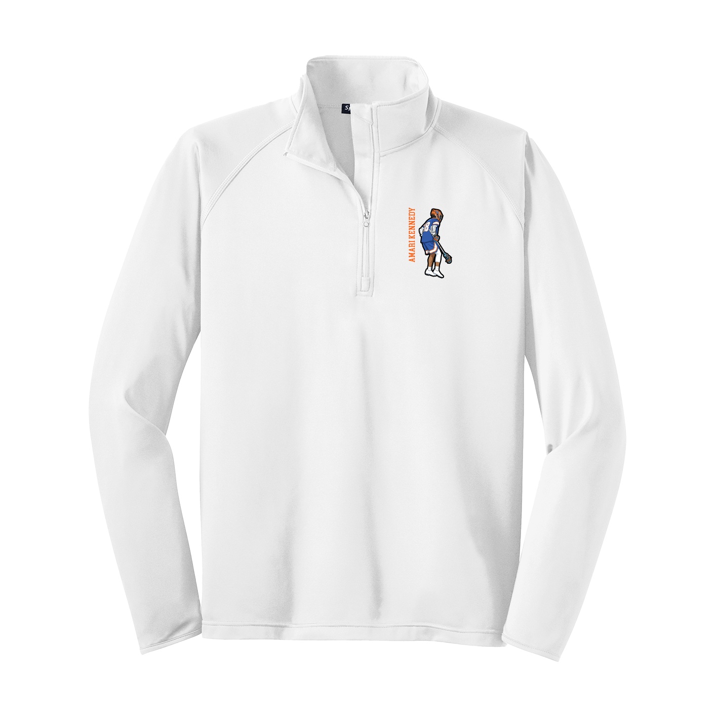 Q-Zip Pullover — Name Vertical in White