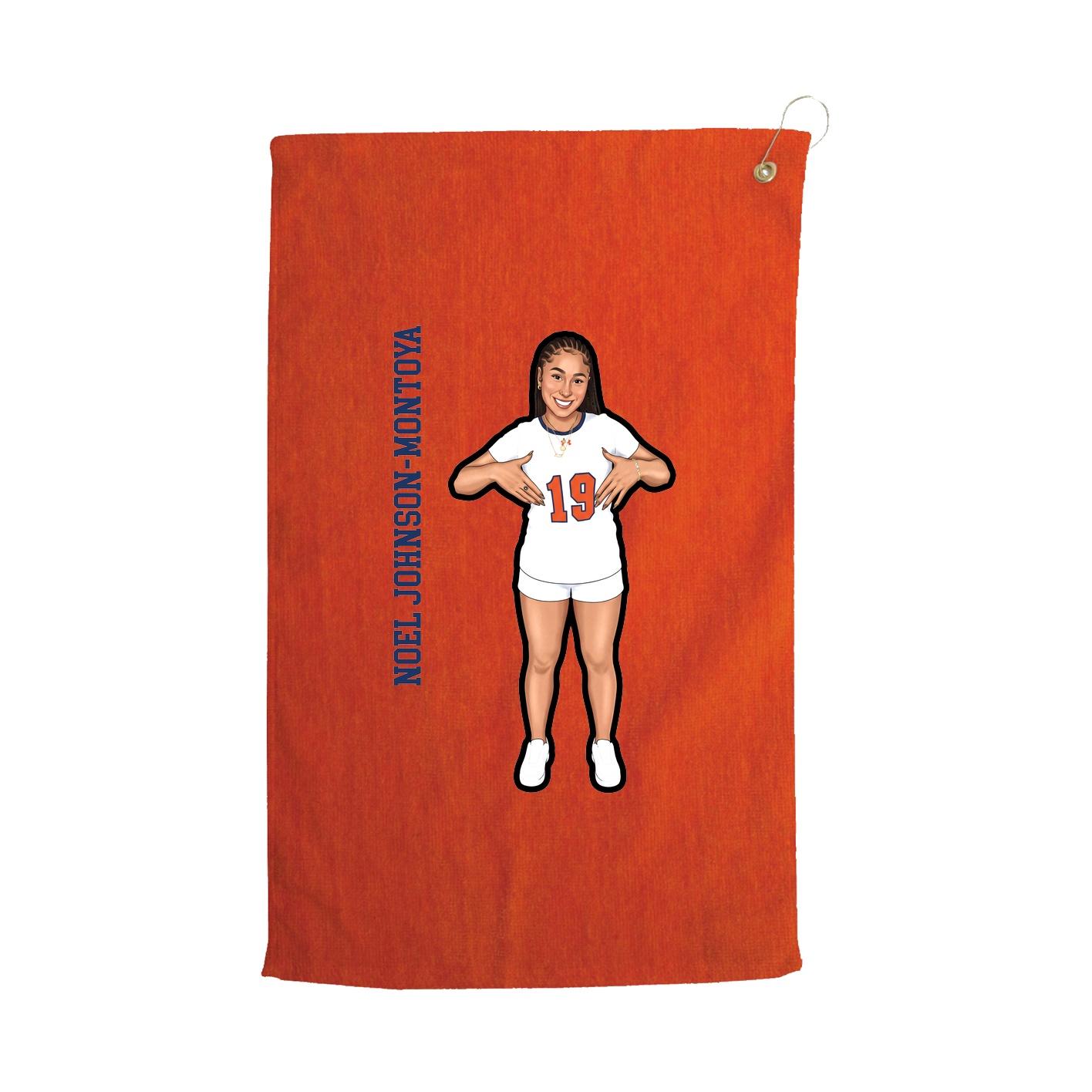 Golf Towel — Name Vertical in Orange