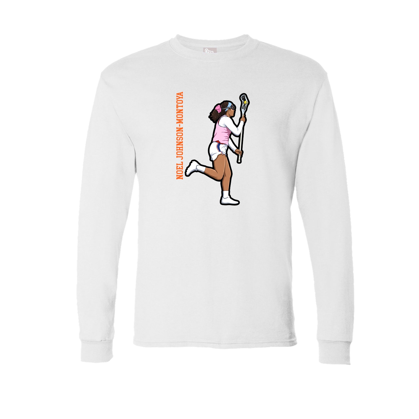 Long Sleeve Tee — Name Vertical in White