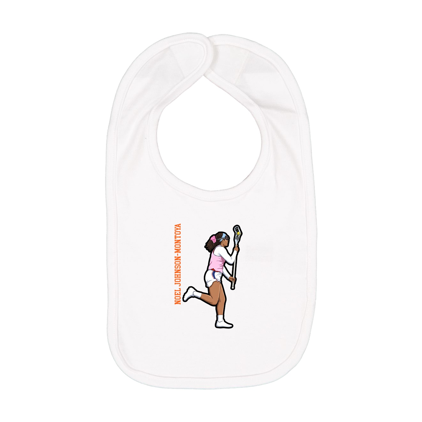 Infant Bib — Name Vertical in White