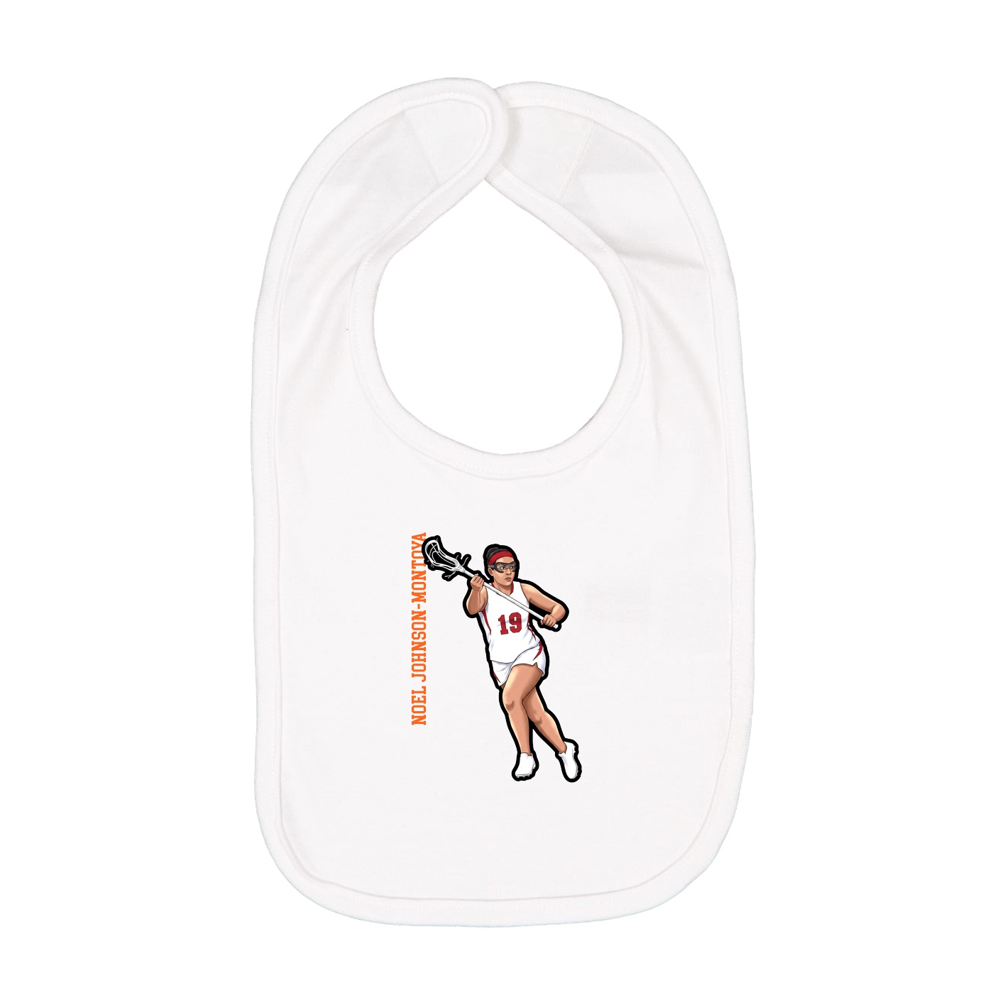 Infant Bib — Name Vertical in White