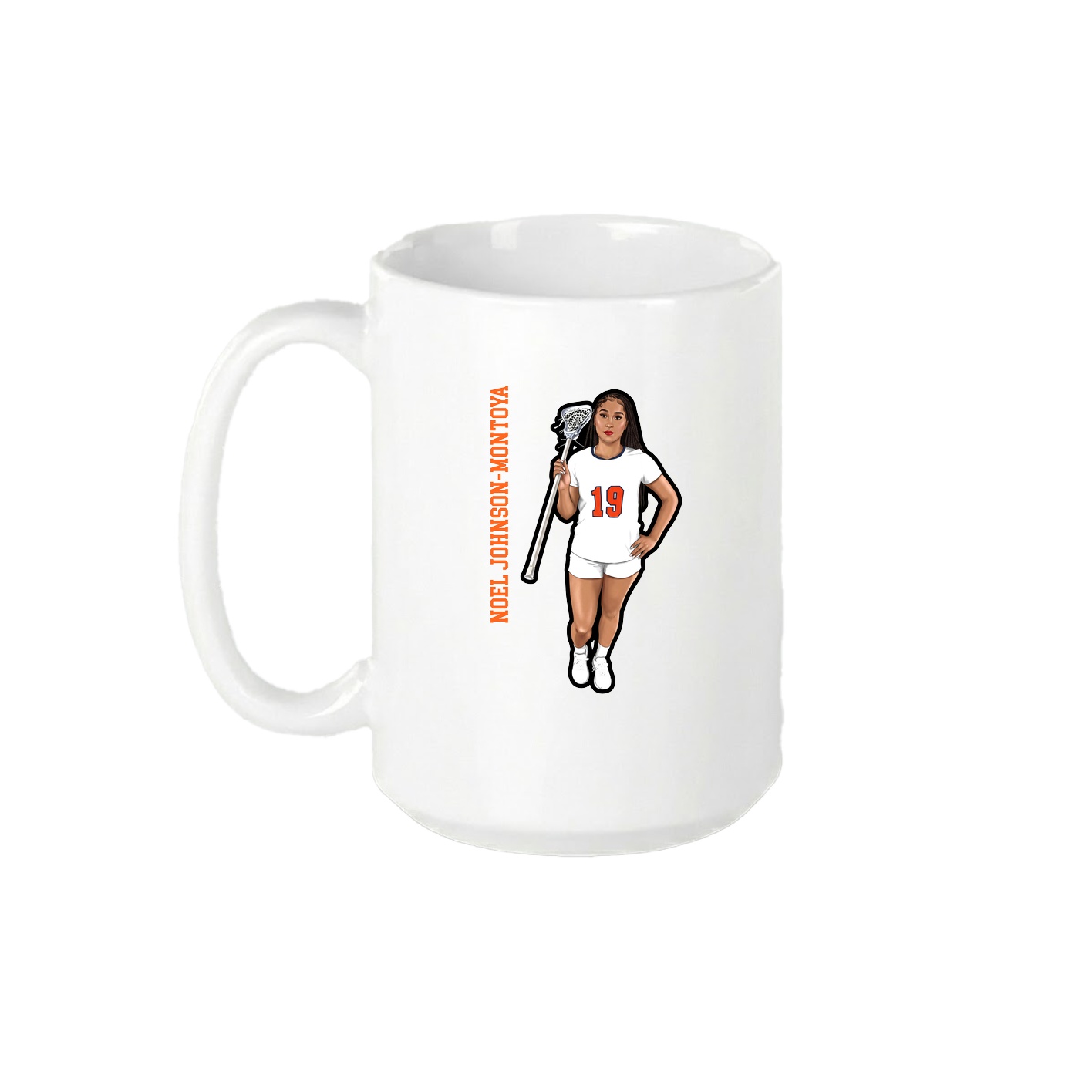 15oz Coffee Mug — Name Vertical in White