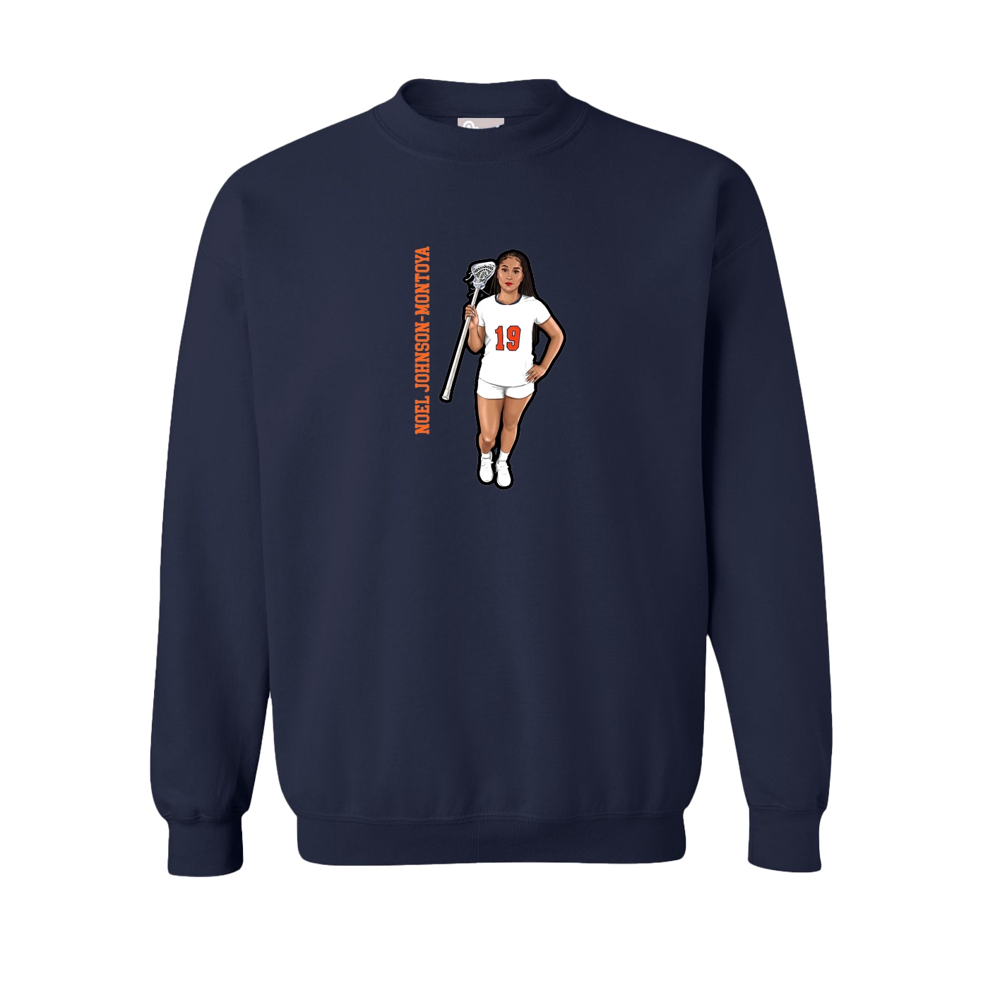 Fleece Crew — Name Vertical in Navy