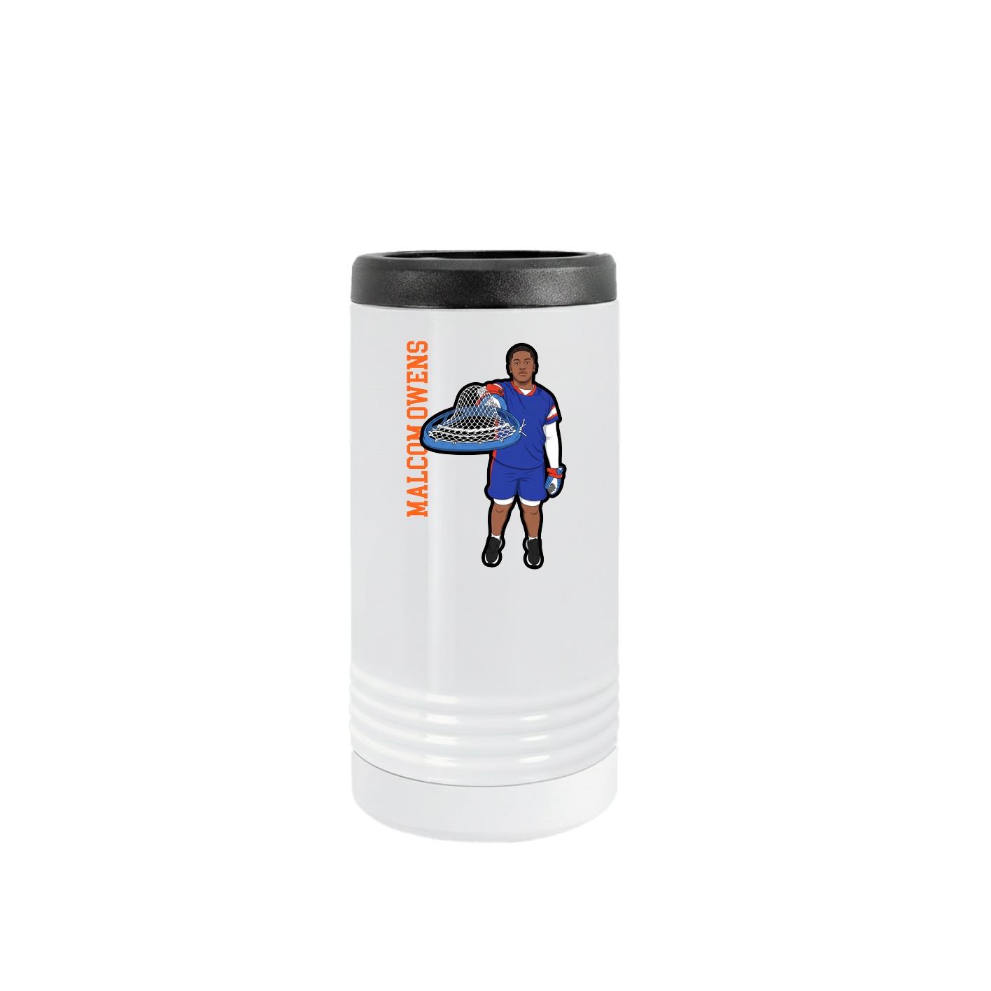 Slim Beverage Holder — Name Vertical in White