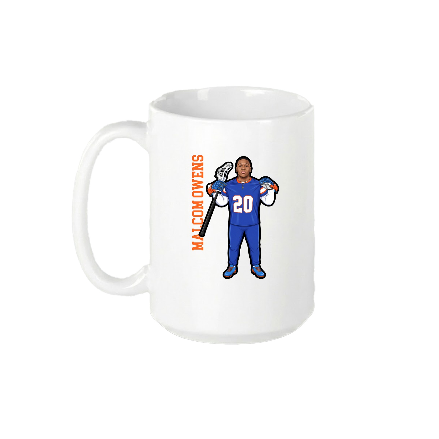 15oz Coffee Mug — Name Vertical in White
