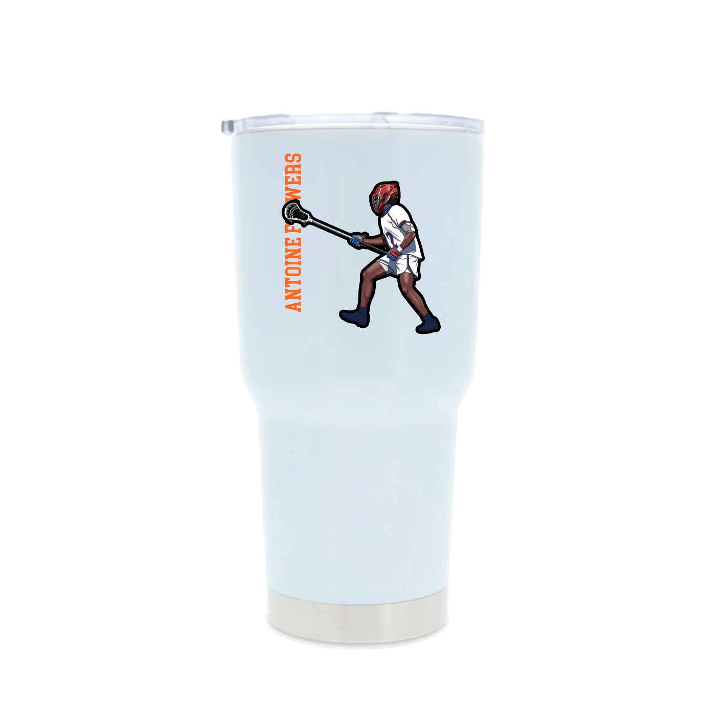 30oz Stainless Steel Tumbler — Name Vertical in White