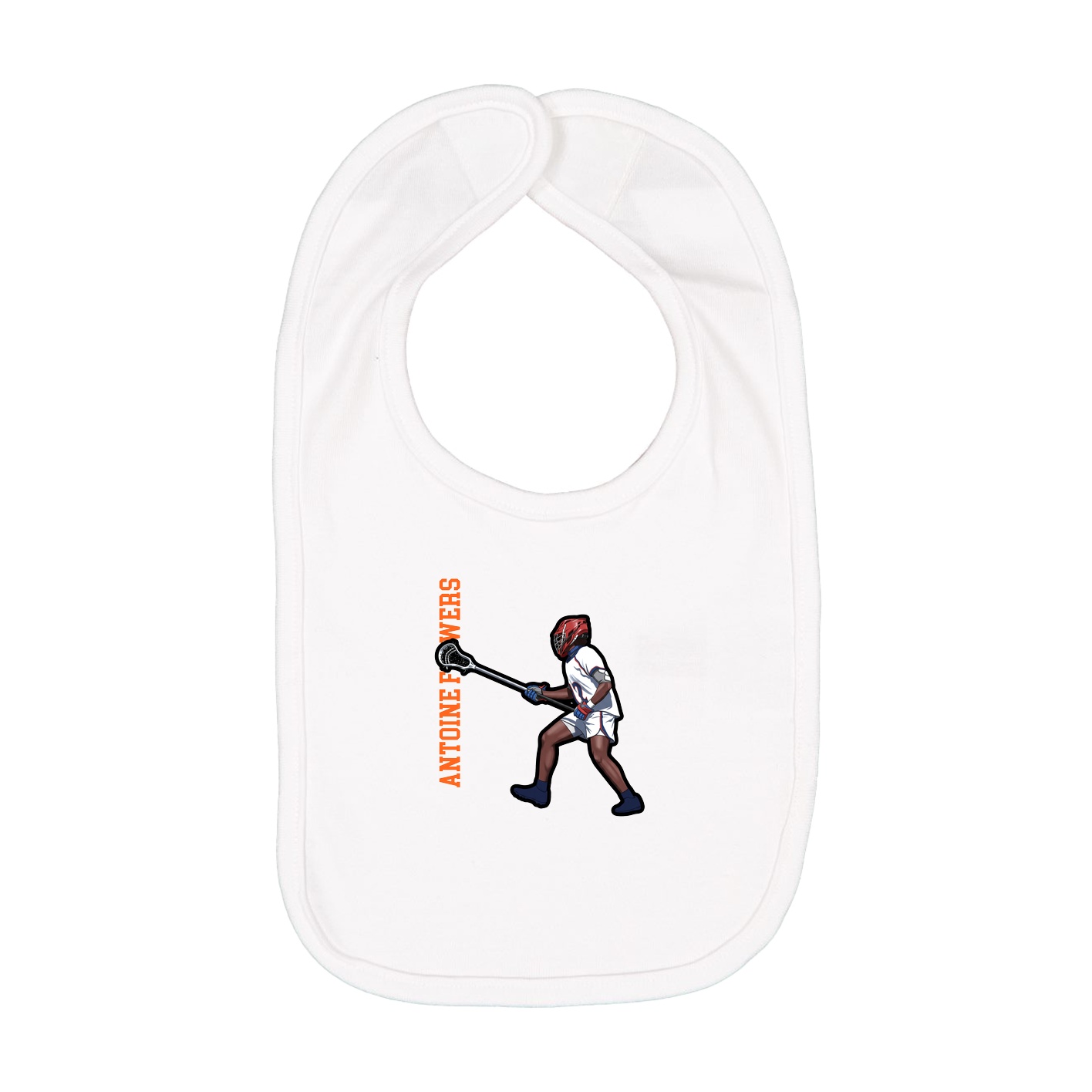 Infant Bib — Name Vertical in White