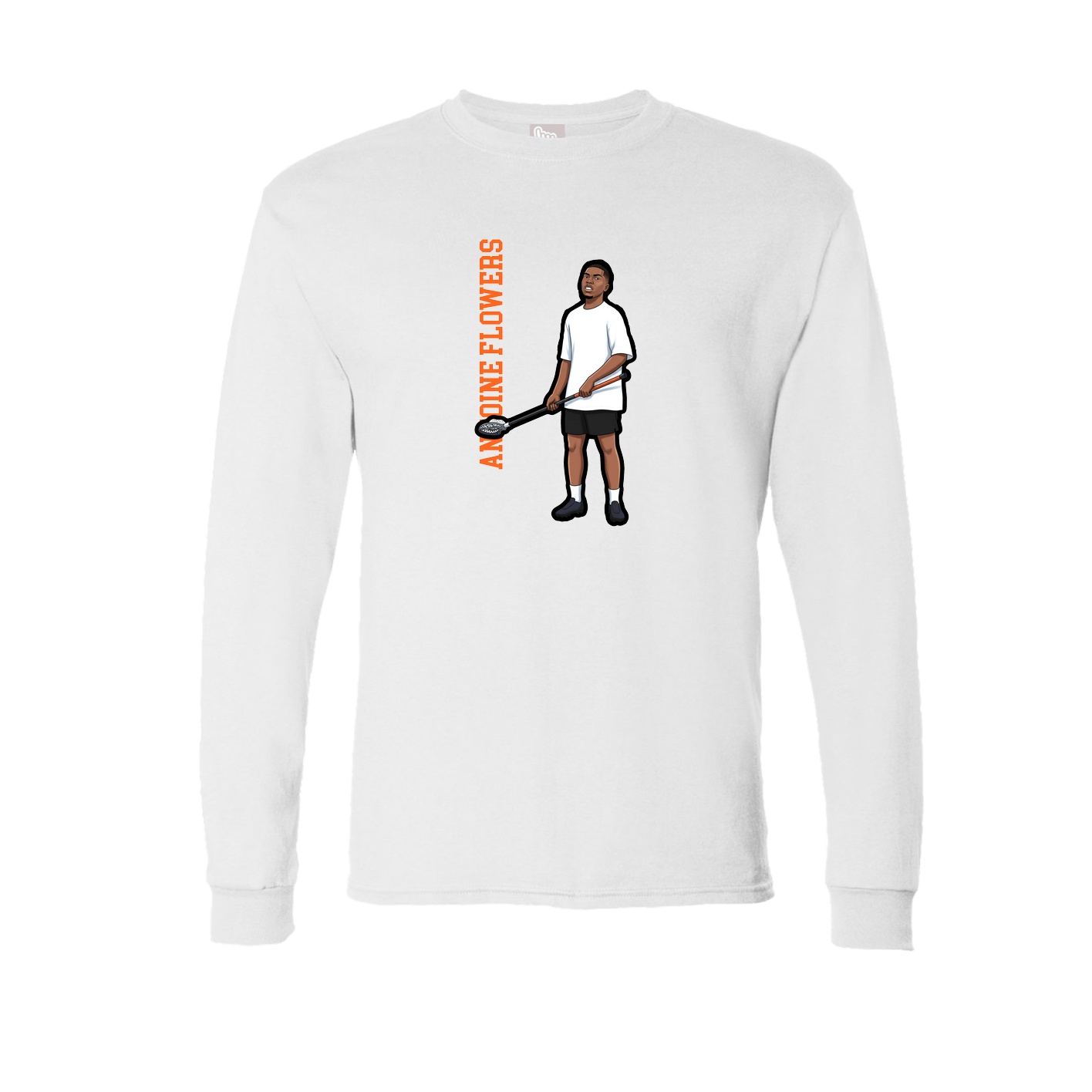 Long Sleeve Tee — Name Vertical in White