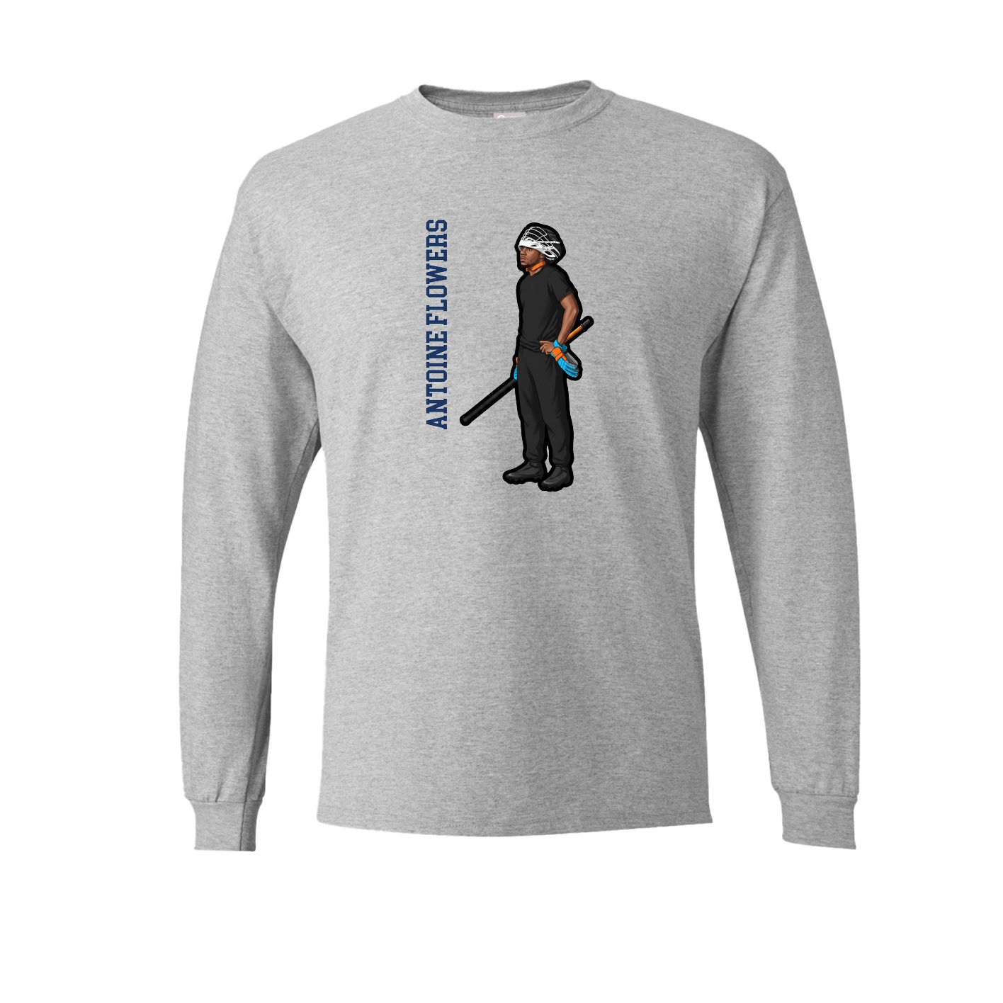 Long Sleeve Tee — Name Vertical in Grey
