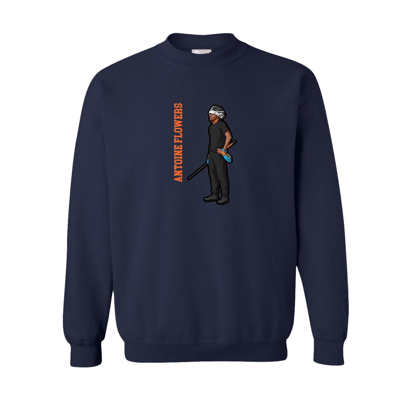 Fleece Crew — Name Vertical in Navy