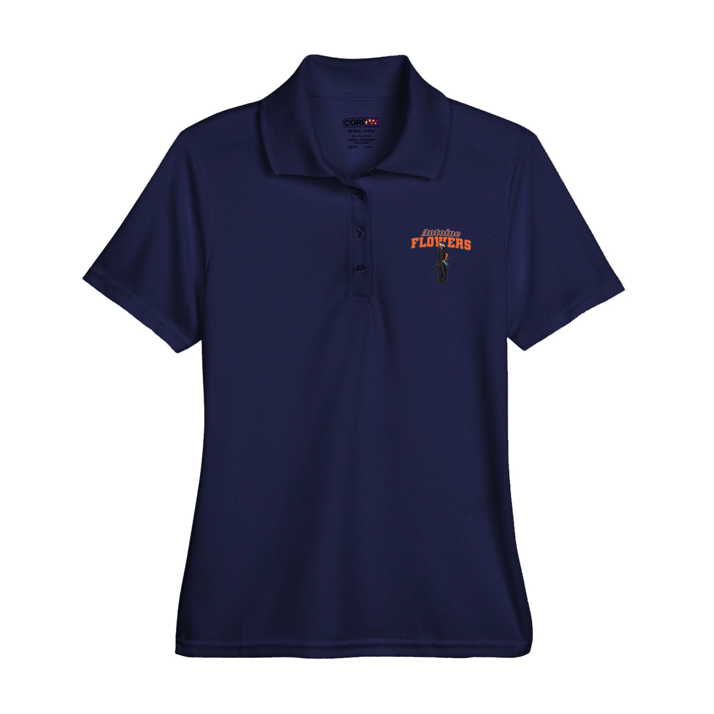 Womens Performance Polo — Name Arch in Navy