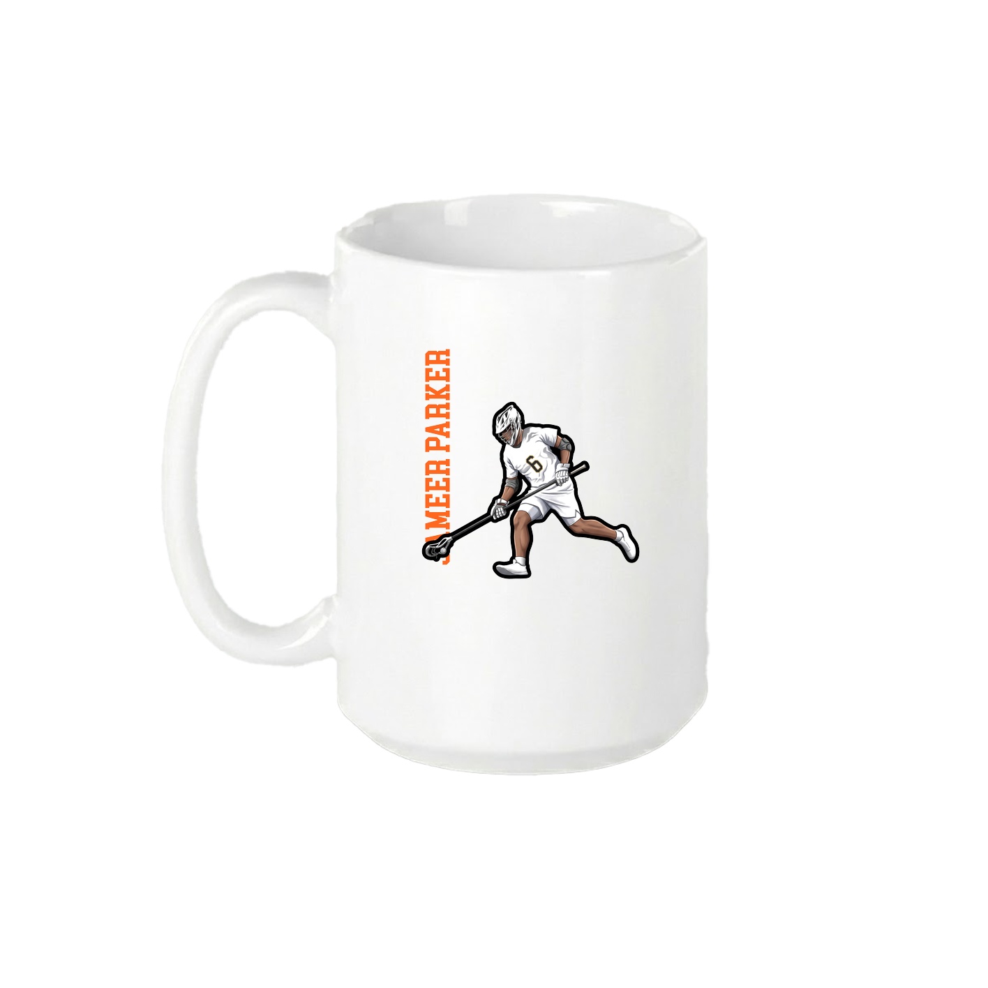 15oz Coffee Mug — Name Vertical in White