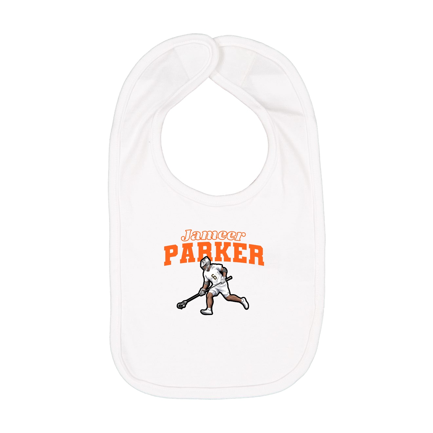 Infant Bib — Name Arch in White