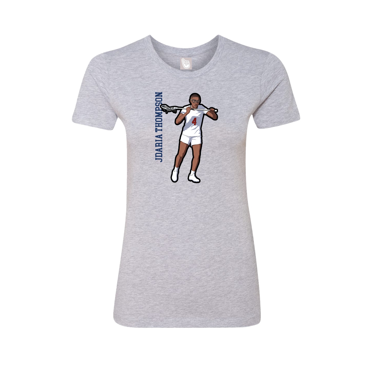 Fitted Women's Tee — Name Vertical in Grey