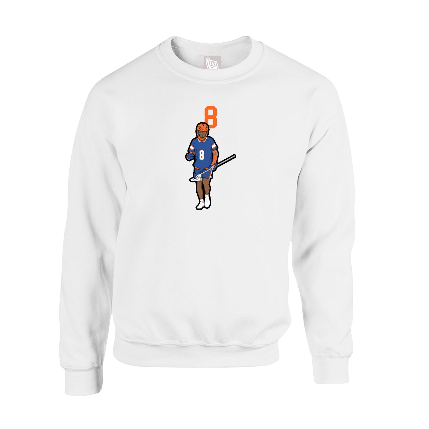 Fleece Crew — Number Top in White