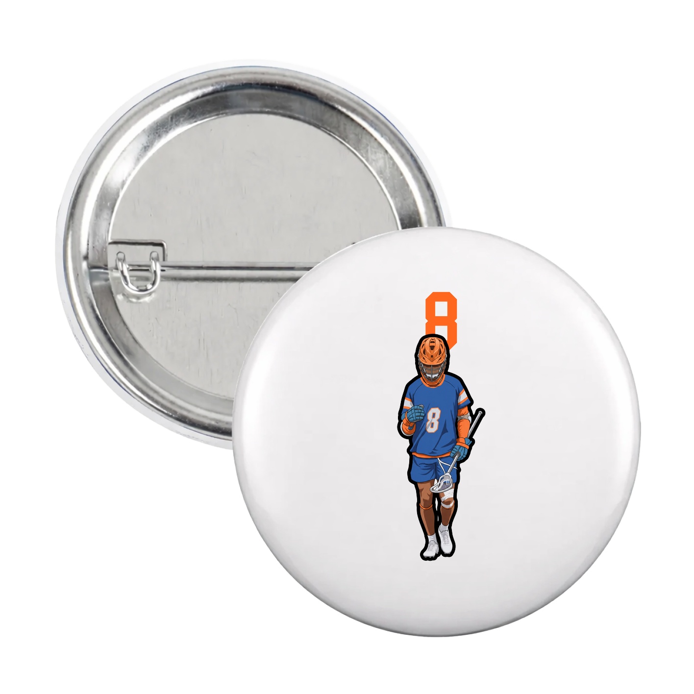 Game Day Button — Number Top in White