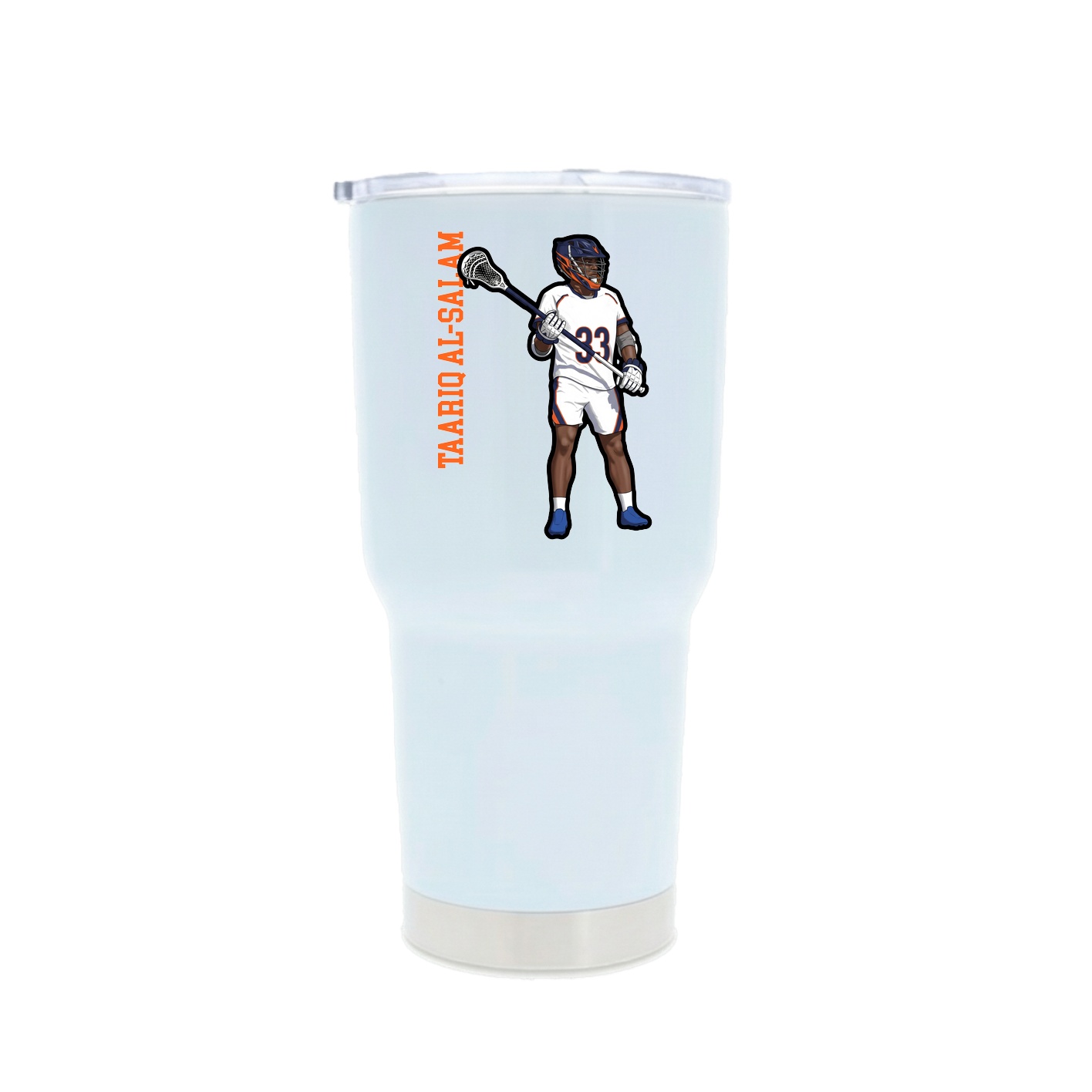 30oz Stainless Steel Tumbler — Name Vertical in White