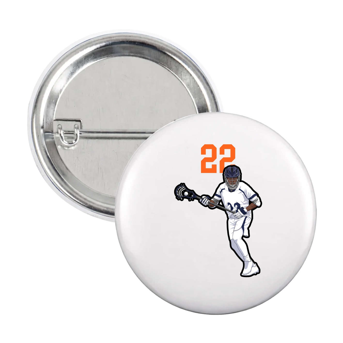 Game Day Button — Number Top in White