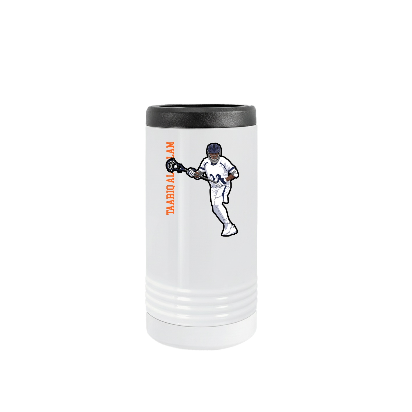 Slim Beverage Holder — Name Vertical in White