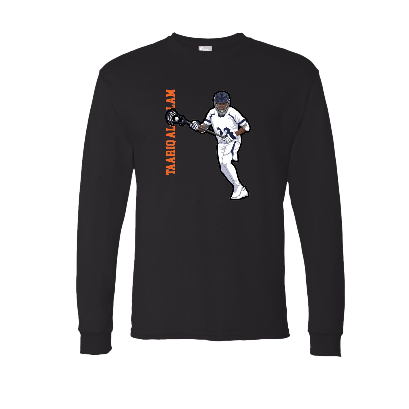 Long Sleeve Tee — Name Vertical in Black