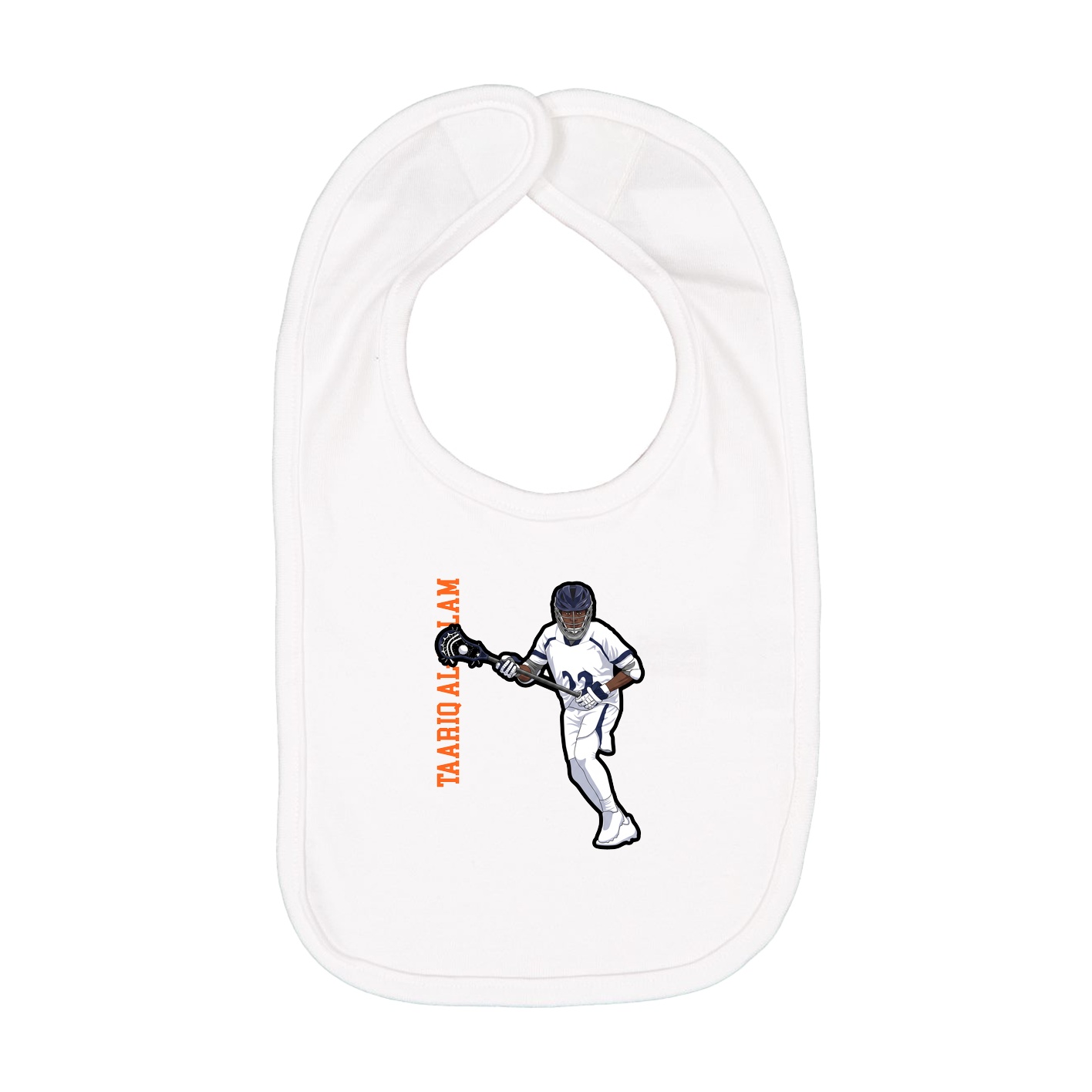 Infant Bib — Name Vertical in White