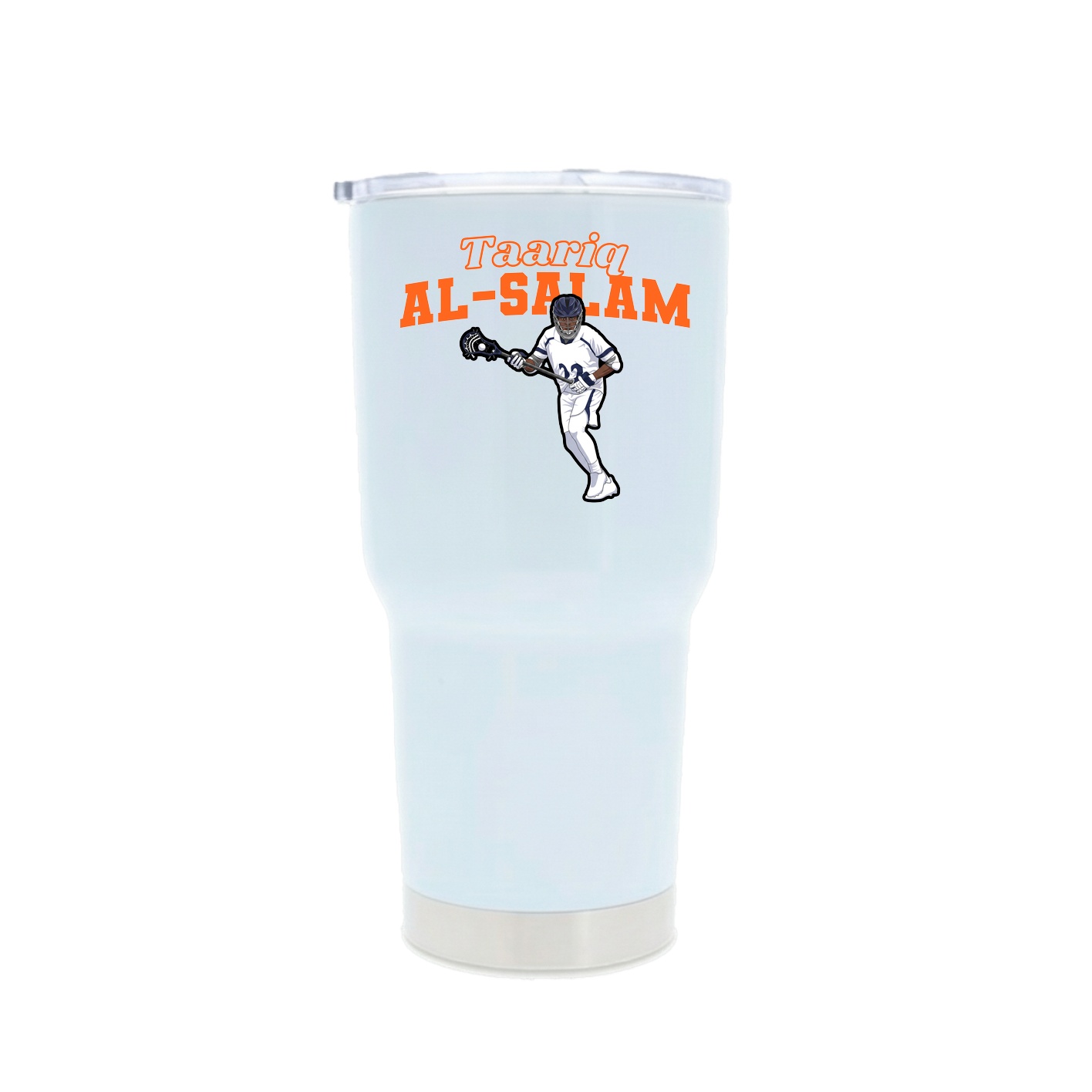30oz Stainless Steel Tumbler — Name Arch in White