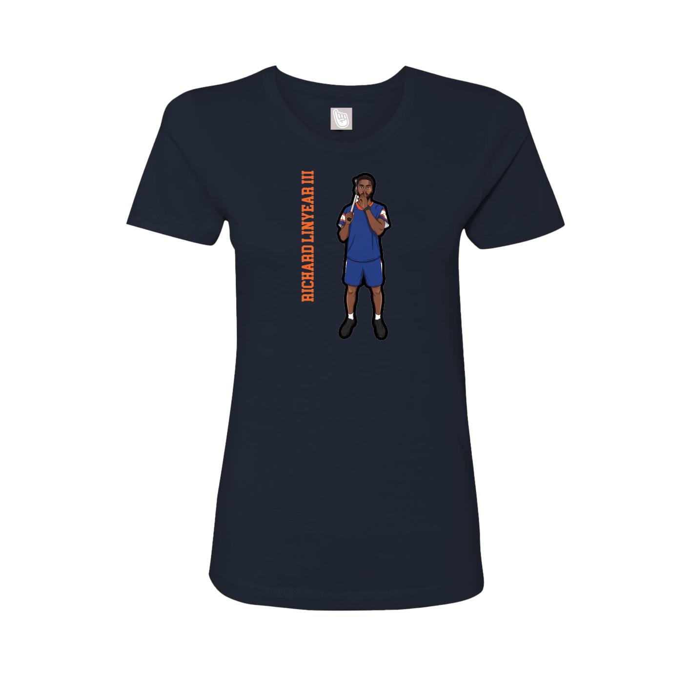 Fitted Women's Tee — Name Vertical in Navy