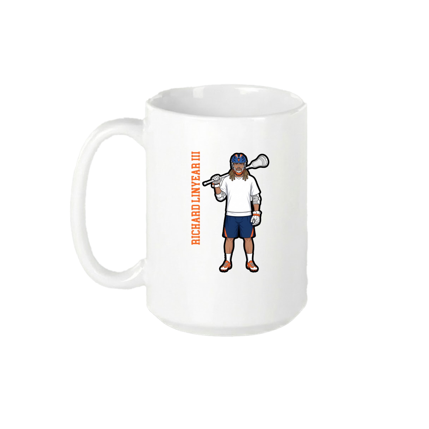 15oz Coffee Mug — Name Vertical in White