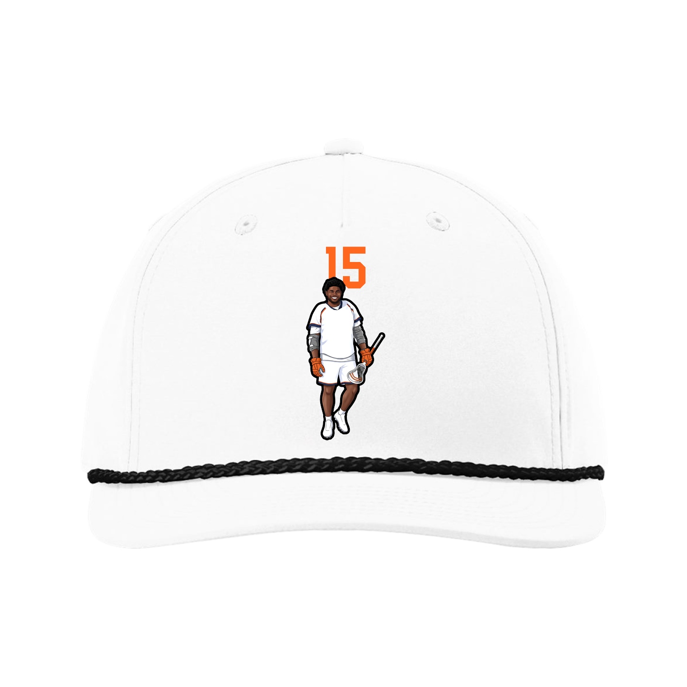 Five-Panel Classic Rope Cap — Number Top in White