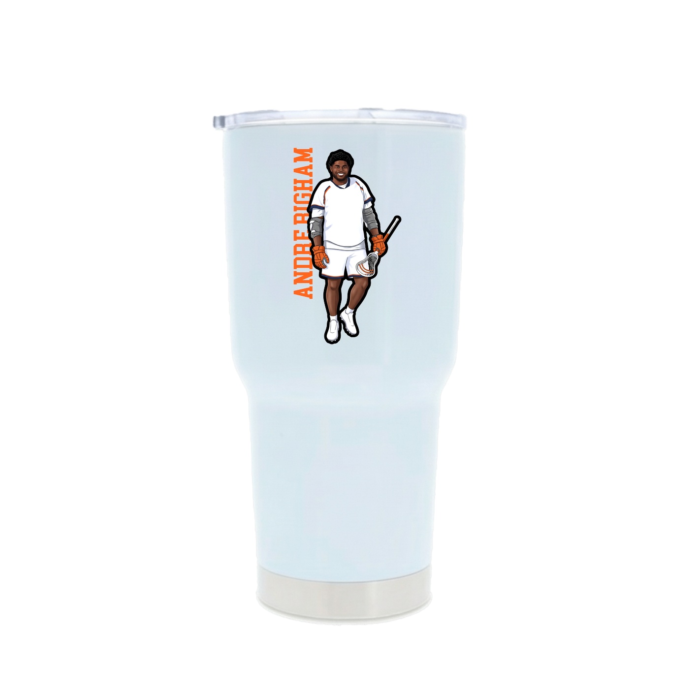 30oz Stainless Steel Tumbler — Name Vertical in White