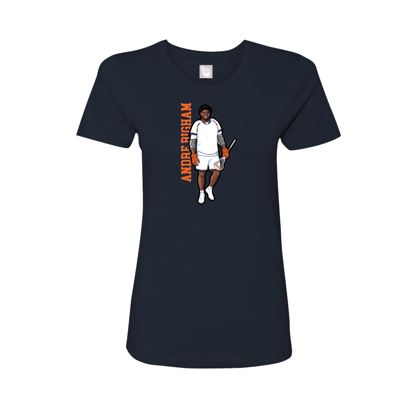 Fitted Women's Tee — Name Vertical in Navy