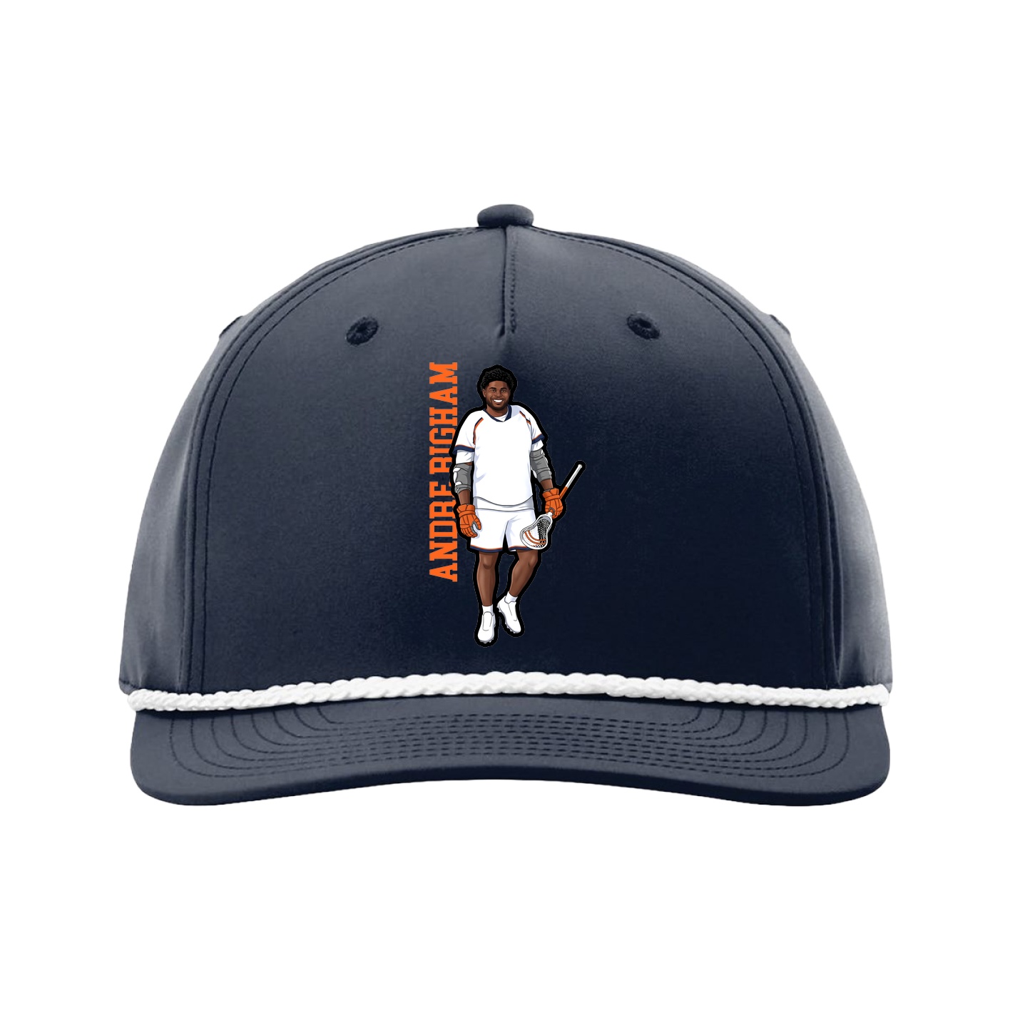 Five-Panel Classic Rope Cap — Name Vertical in Navy