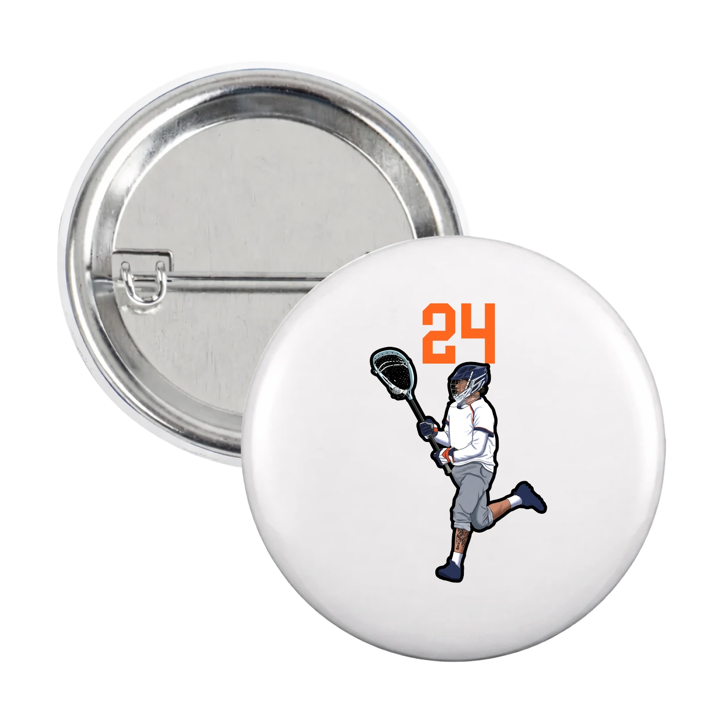 Game Day Button — Number Top in White